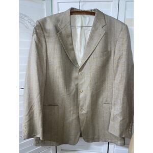 Mint Hart Schaffner Marx Tweed Tan Khaki Lined Blazer X Large USA Made